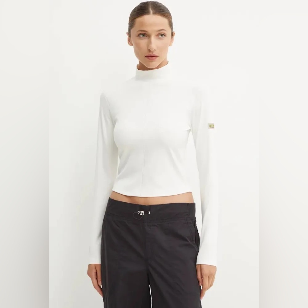 Columbia | Women’s White Wallowa Long Sleeve Mock Neck Cropped Ribbed Top Sz XXL